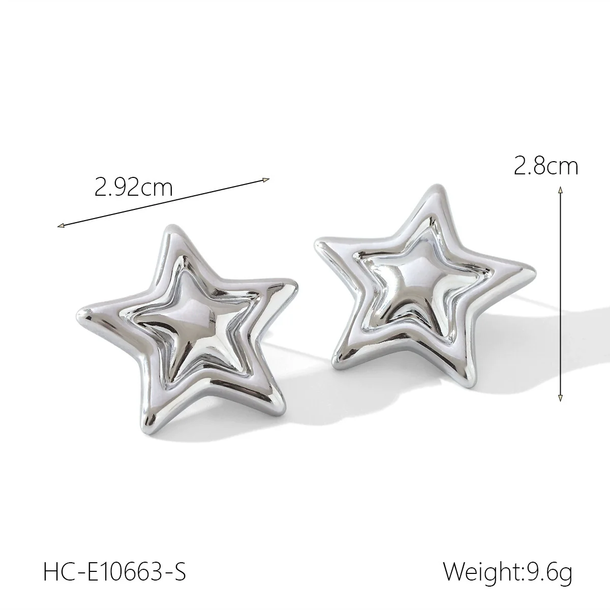 Wholesale Ins Style Geometric Fivepointed Star Electroplated Stainless Steel Earrings For Women - Image 9