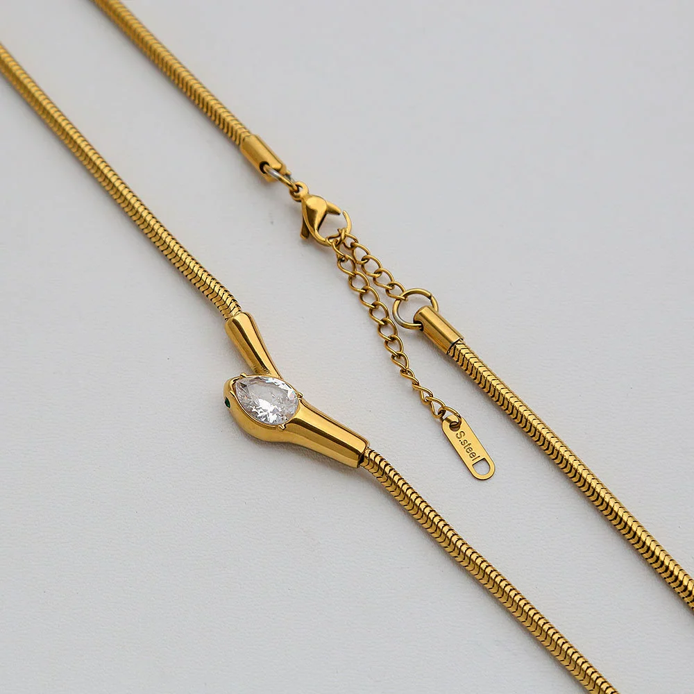 Wholesale Ins Style Geometric Snake Head Stainless Steel Electroplated Long Necklace Jewelry For Women - Image 7