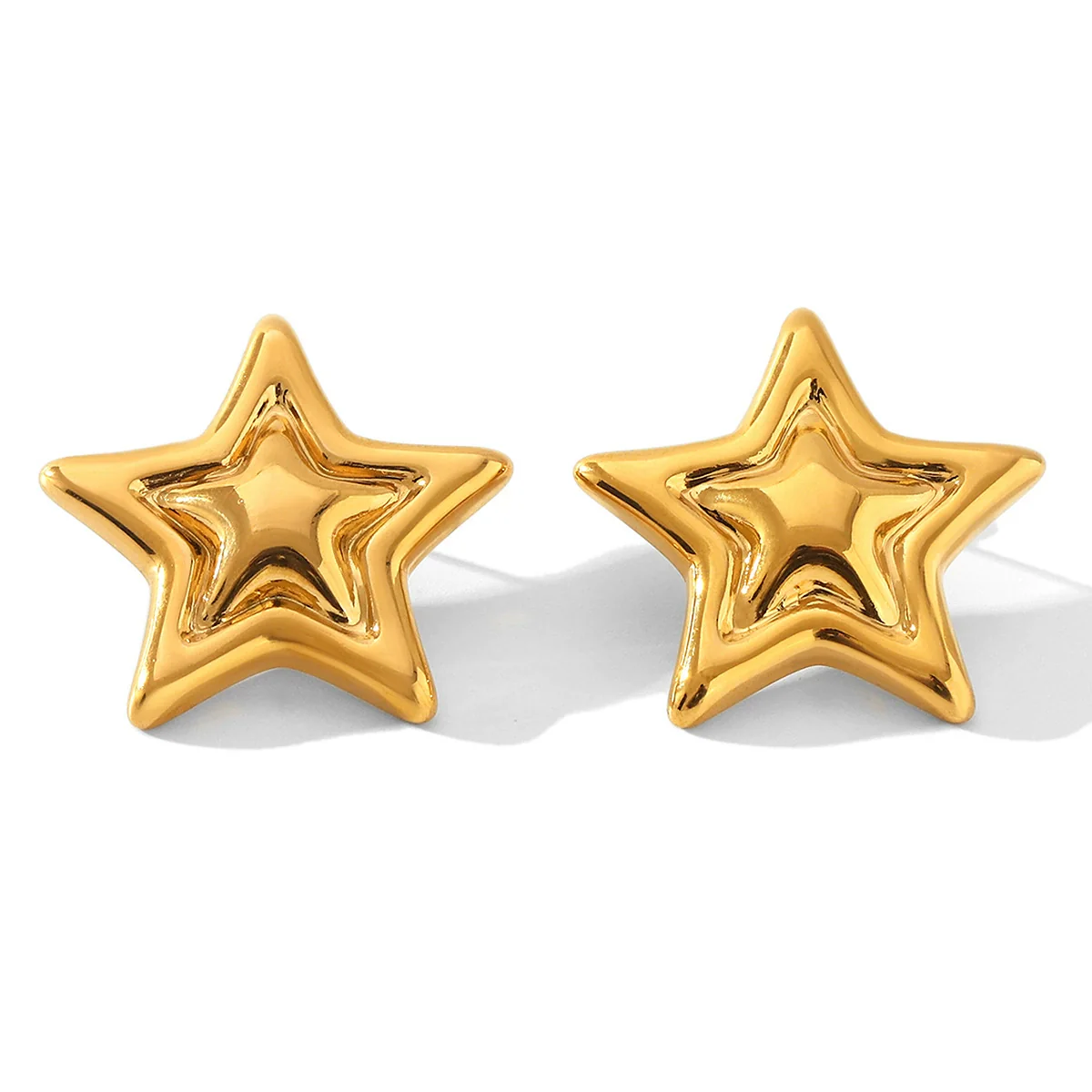 Wholesale Ins Style Geometric Stainless Steel Earrings With Heart Flower Wave Rhombus Drop Star Shapes Electroplated For Women - Image 5