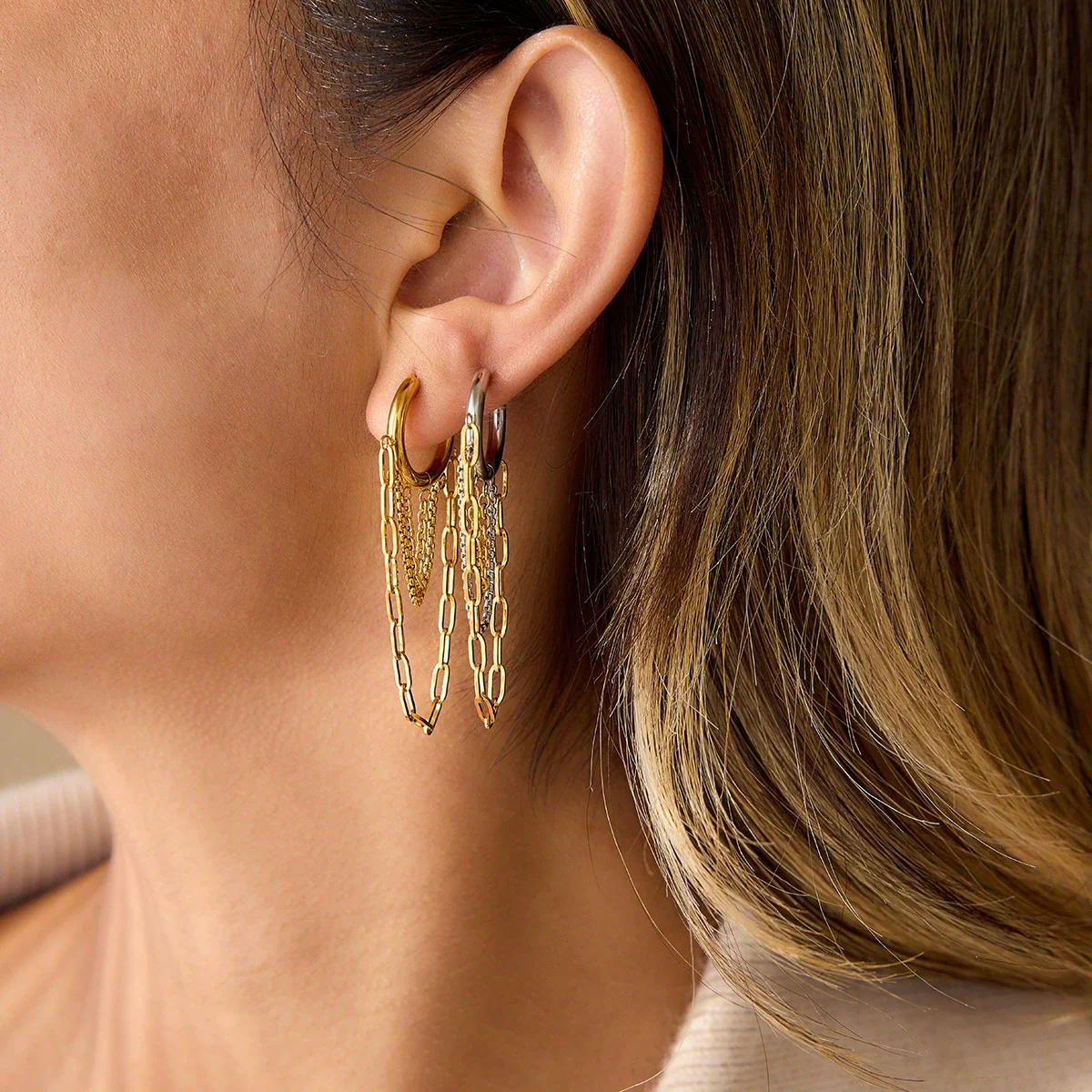 Wholesale Ins Style Geometric Stainless Steel Electroplated Earrings For Women - Image 2