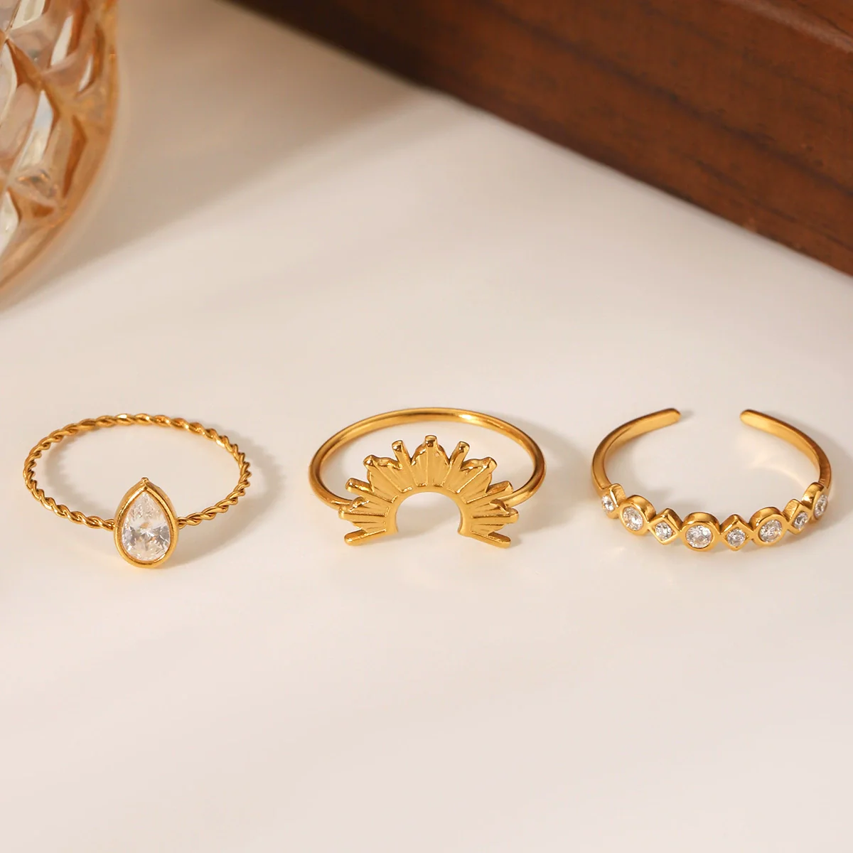 Wholesale Ins Style Geometric Stainless Steel Electroplated Women's Stacked Rings Jewelry - Image 2