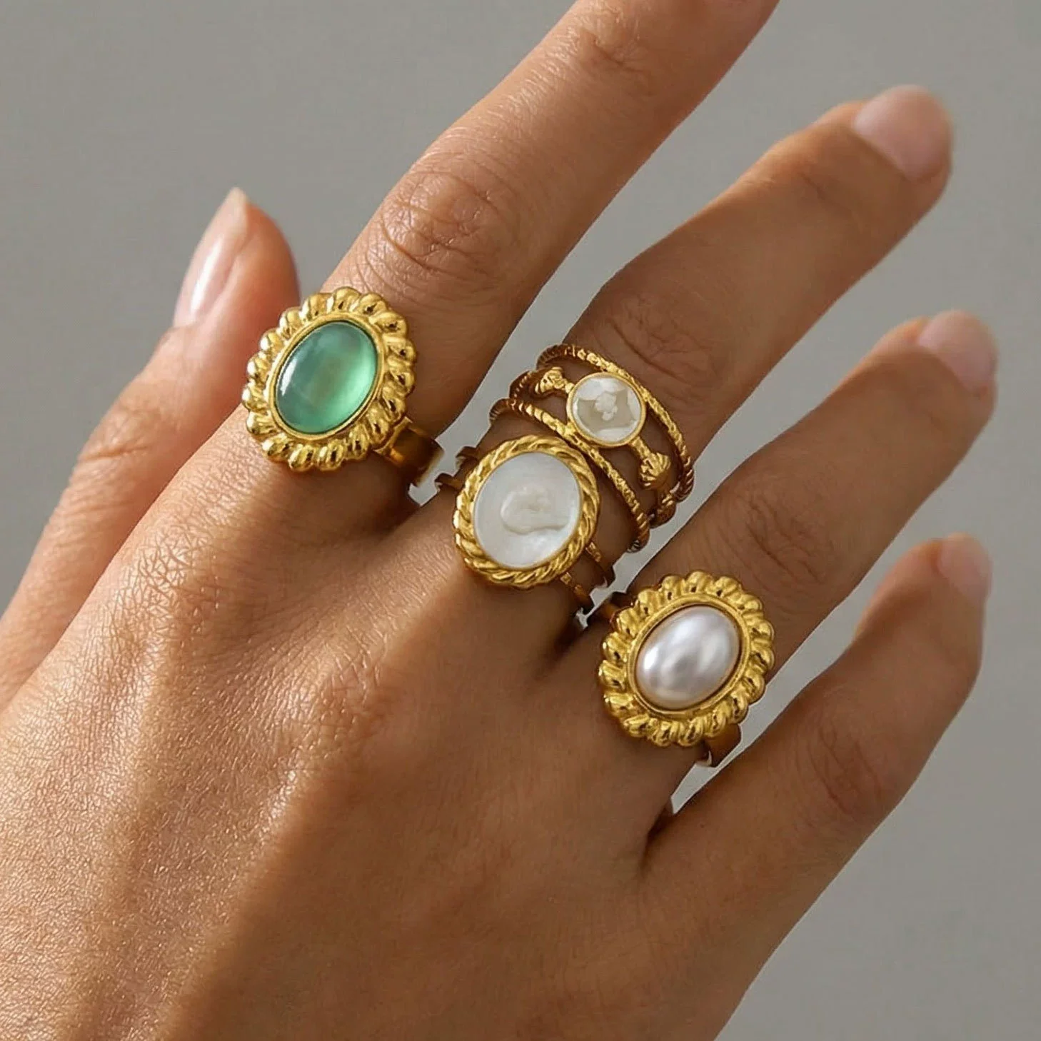 Wholesale Ins Style Geometric Titanium Steel 18K Goldplated Round Ring For Women - Image 2