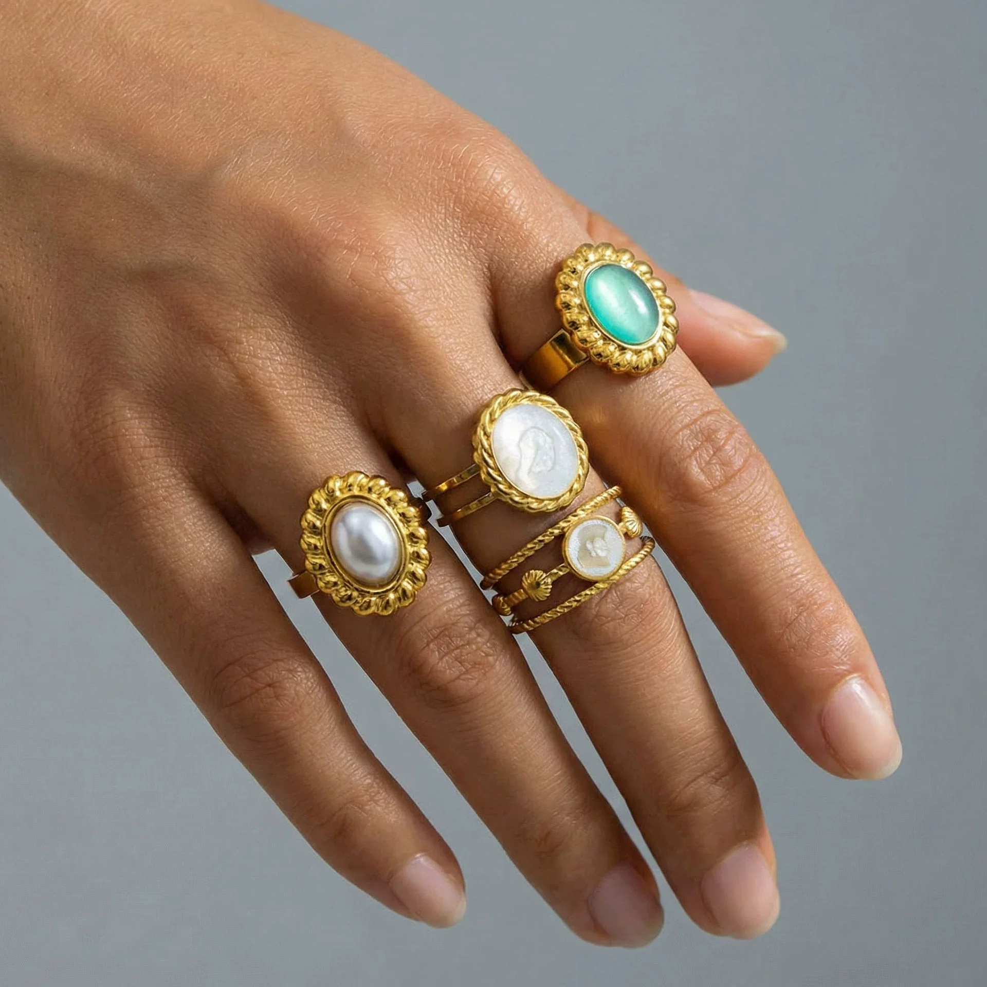 Wholesale Ins Style Geometric Titanium Steel 18K Goldplated Round Ring For Women - Image 3