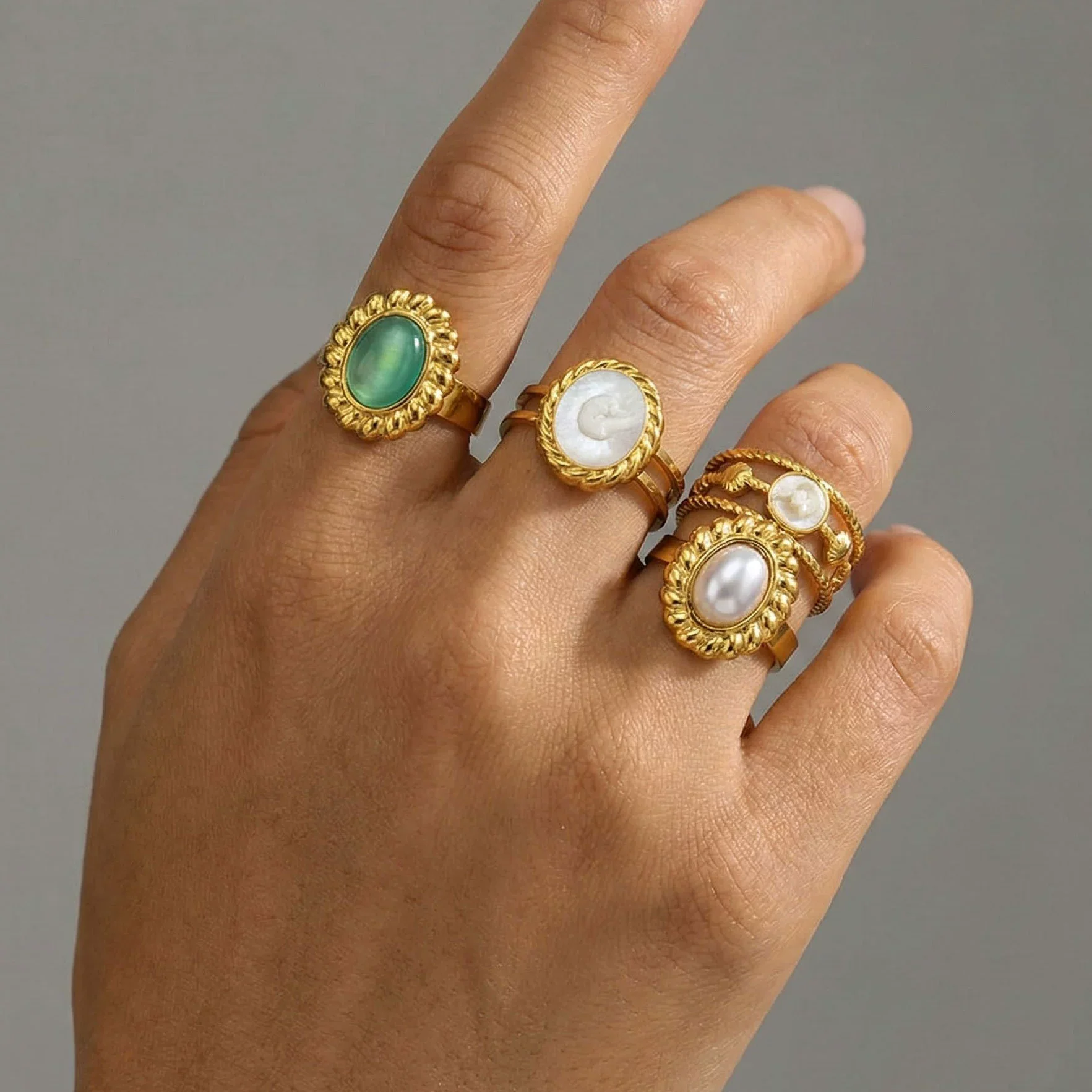 Wholesale Ins Style Geometric Titanium Steel 18K Goldplated Round Ring For Women - Image 4