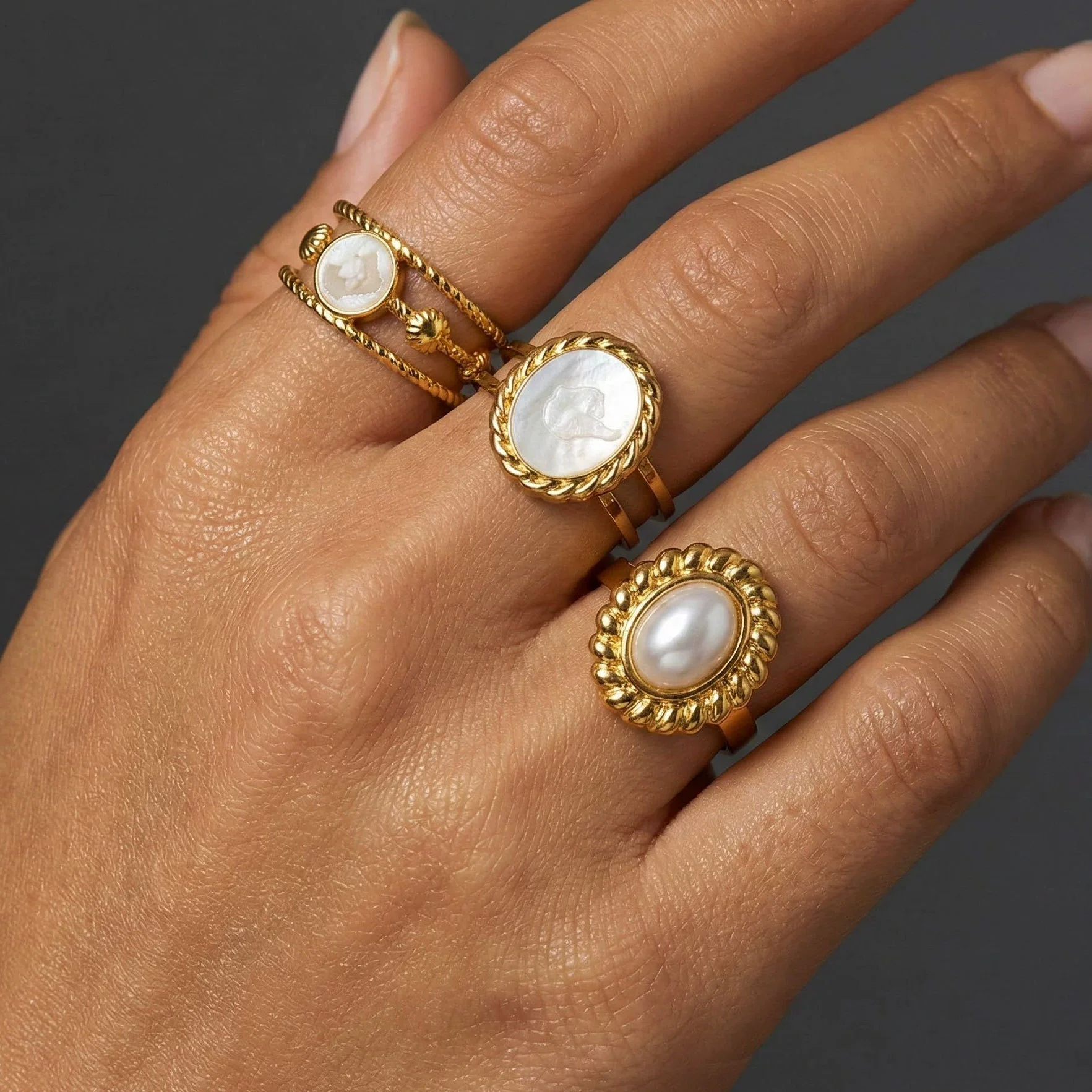 Wholesale Ins Style Geometric Titanium Steel 18K Goldplated Round Ring For Women - Image 5