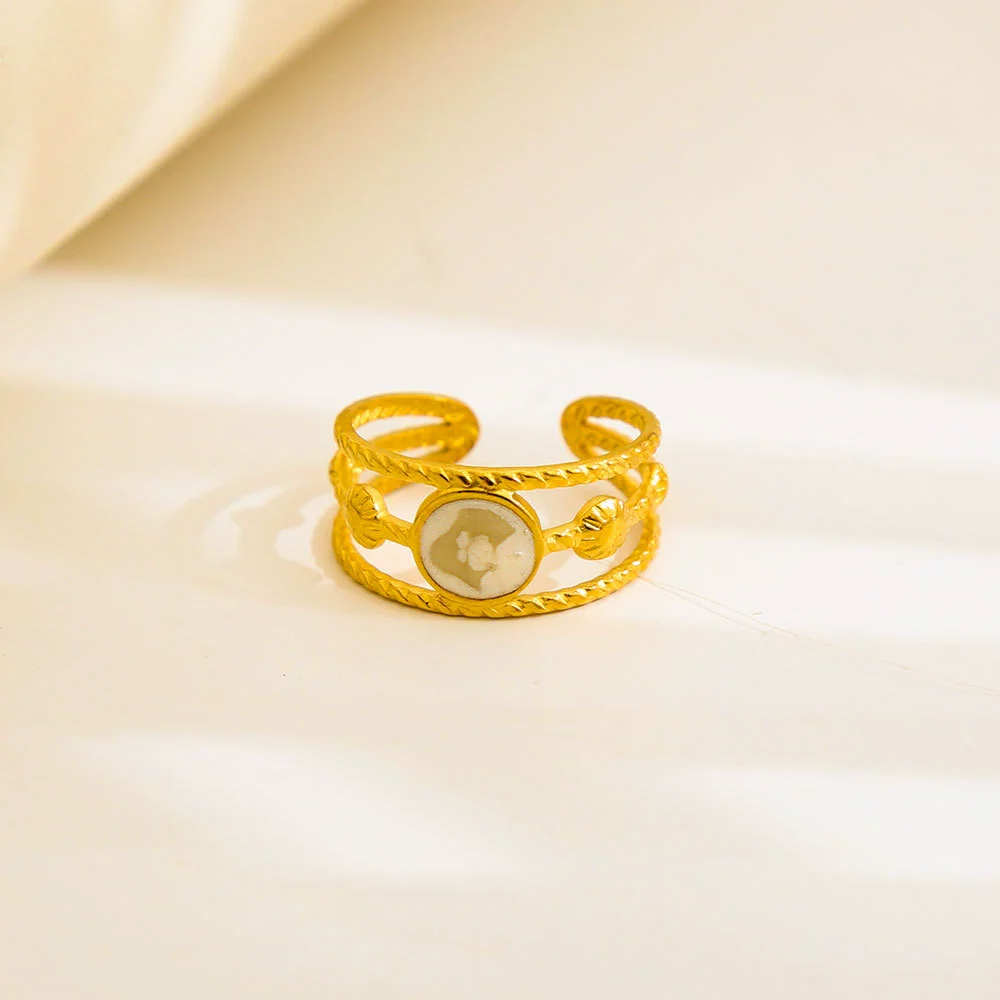 Wholesale Ins Style Geometric Titanium Steel 18K Goldplated Round Ring For Women - Image 6