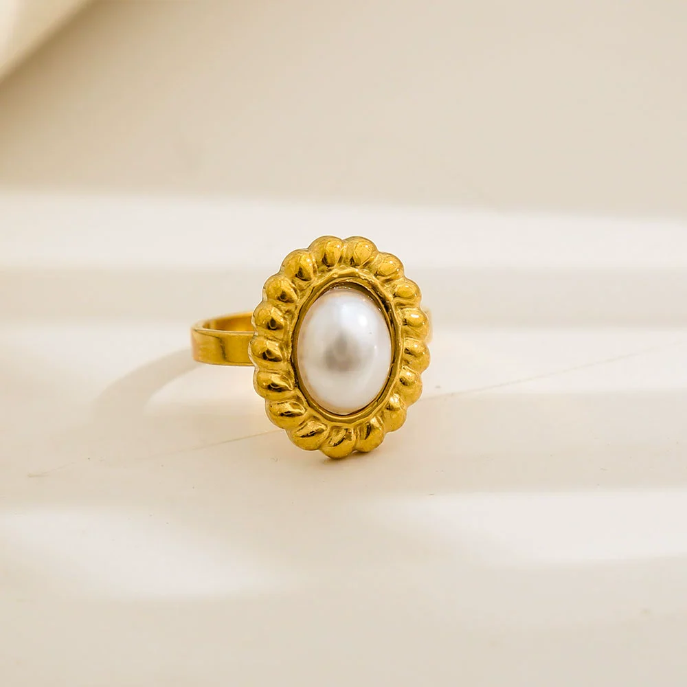 Wholesale Ins Style Geometric Titanium Steel 18K Goldplated Round Ring For Women - Image 7