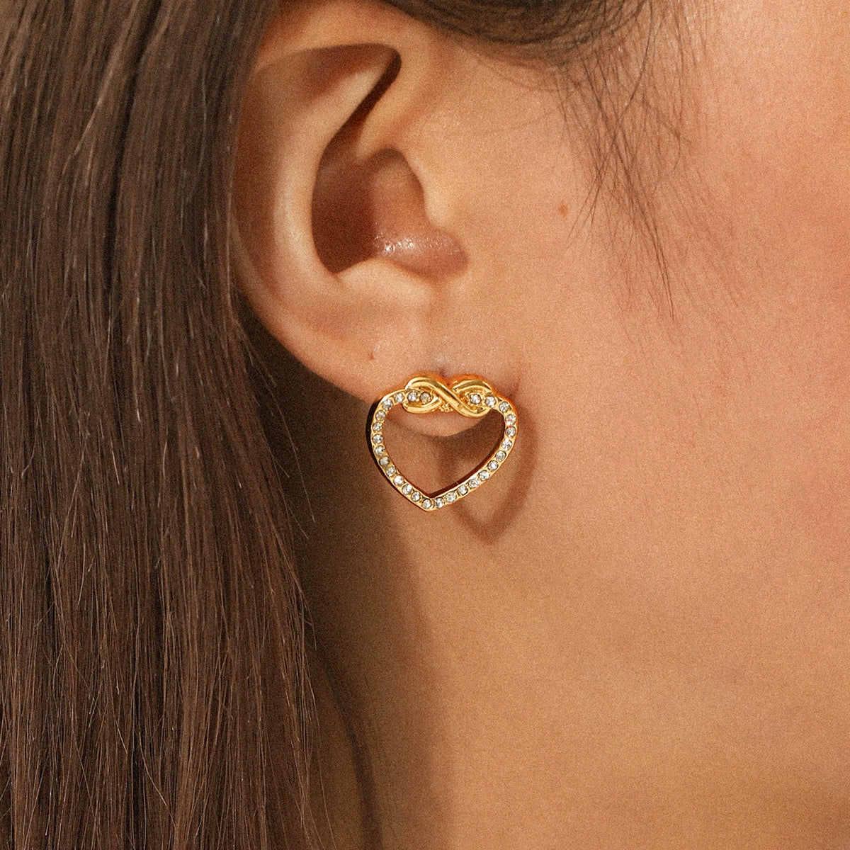 Wholesale Ins Style Stainless Steel Heart And Geometric Diamond Earrings For Women - Image 3