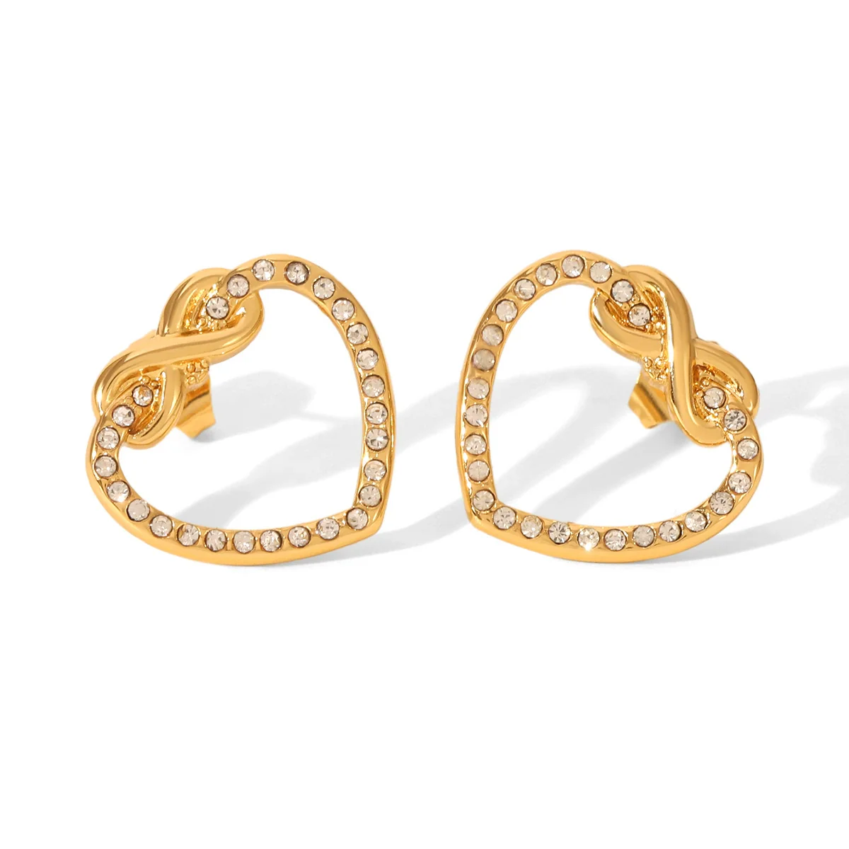 Wholesale Ins Style Stainless Steel Heart And Geometric Diamond Earrings For Women - Image 5