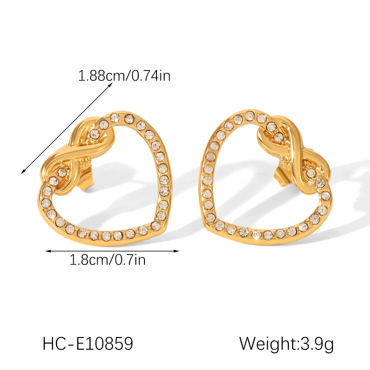 Wholesale Ins Style Stainless Steel Heart And Geometric Diamond Earrings For Women - Image 6