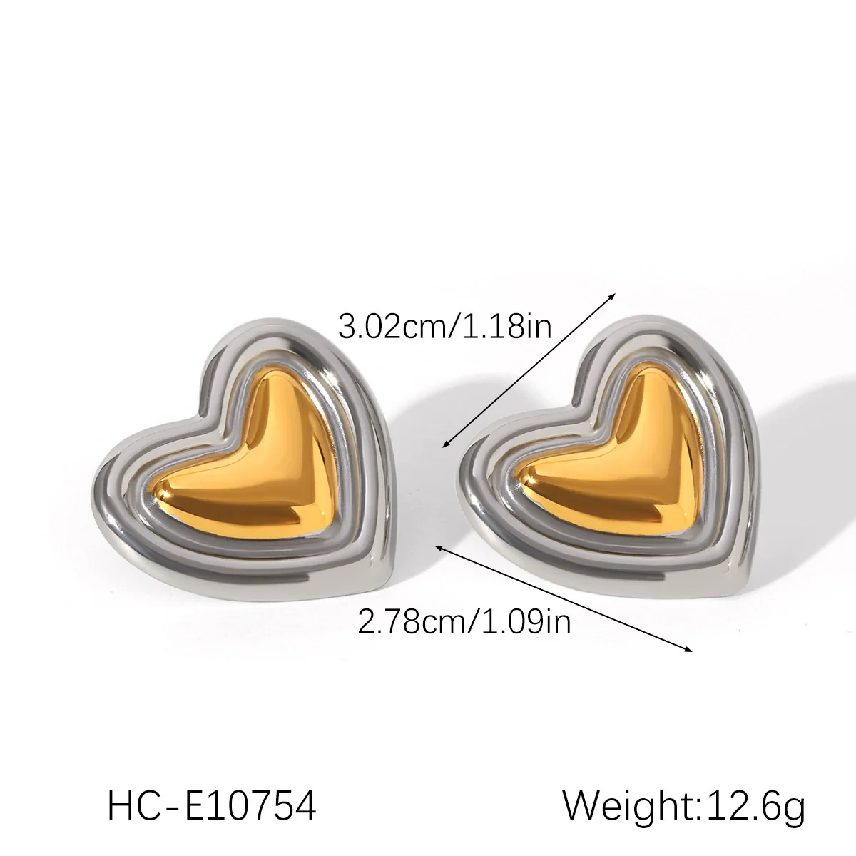 Wholesale Ins Style Stainless Steel Heart And Geometric Diamond Earrings For Women - Image 7