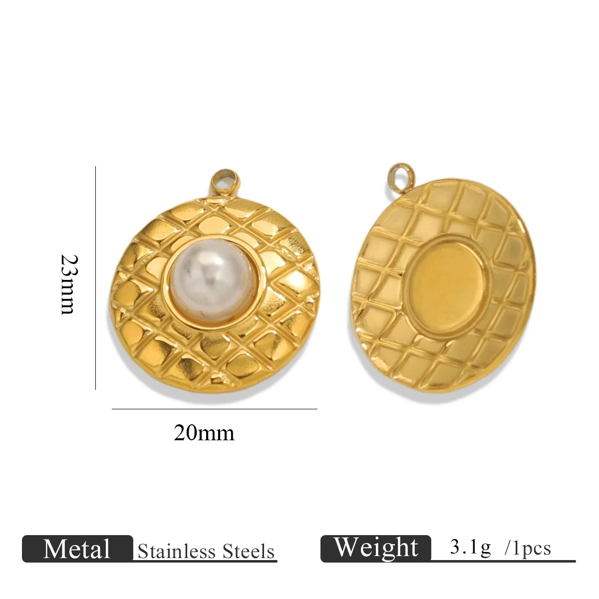 Wholesale Ins Style Stainless Steel Imitation Pearl Pendant Jewelry Accessories With 18K Gold Electroplated Totem Pattern Handmade - Image 12