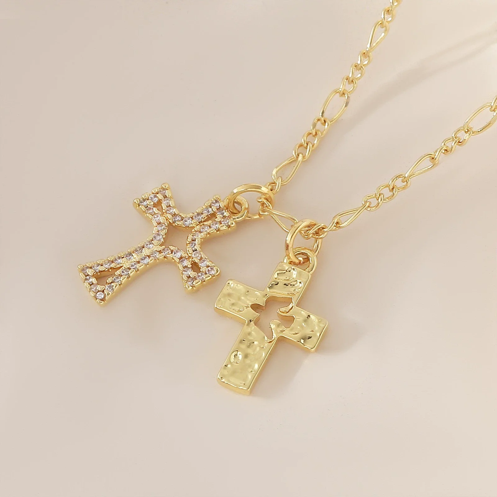 Wholesale Insstyle Stackable Cross And Bird Necklaces Copper Goldplated Inlaid With Zircon Unisex