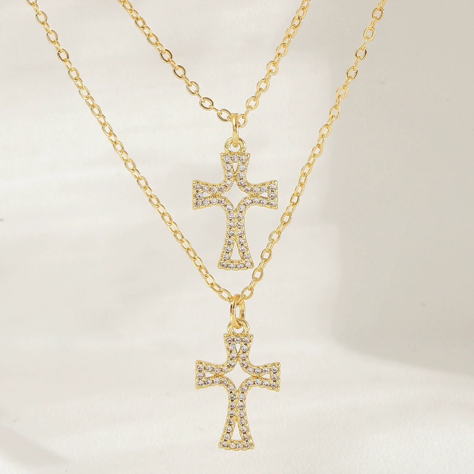 Wholesale Insstyle Stackable Cross And Bird Necklaces Copper Goldplated Inlaid With Zircon Unisex - Image 2