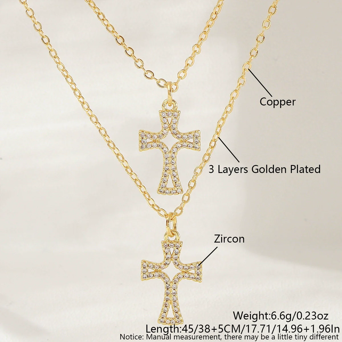 Wholesale Insstyle Stackable Cross And Bird Necklaces Copper Goldplated Inlaid With Zircon Unisex - Image 6