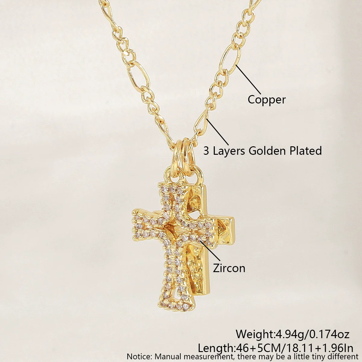 Wholesale Insstyle Stackable Cross And Bird Necklaces Copper Goldplated Inlaid With Zircon Unisex - Image 7