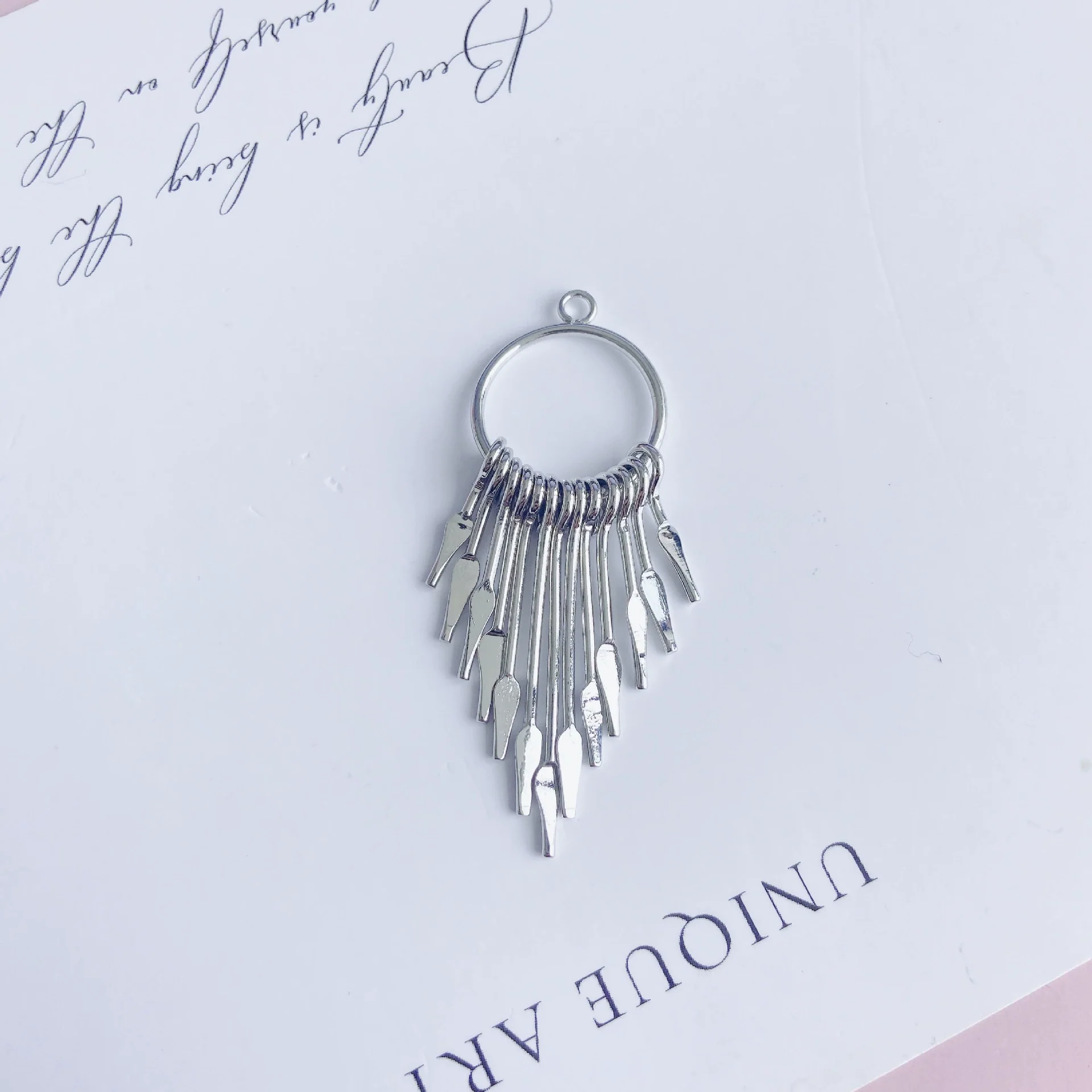 Wholesale Iron Geometric Round Tassel Earrings Pendant With 18K Real Gold Color Electroplated - Image 8