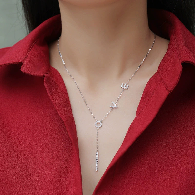 Wholesale Jewelry 925 Silver Geometric Pendant With Cross Chain Electroplated Simple Style For Women