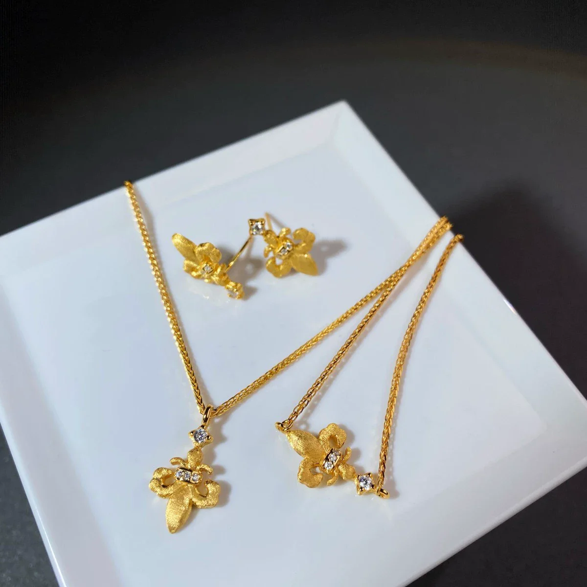 Wholesale Jewelry 925 Sterling Silver 18K Gold Plated Brushed Fashion Geometric Cross Crown Roman Numerals Women's Necklace Earrings Bracelet - Image 2