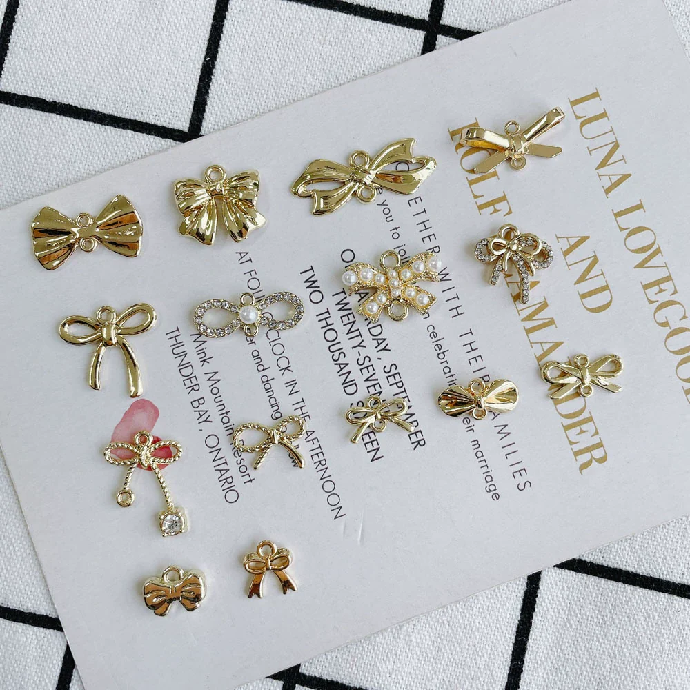 Wholesale Jewelry Accessories Alloy Bow Pendant Electroplated For Earrings Necklaces And Bracelets - Image 3