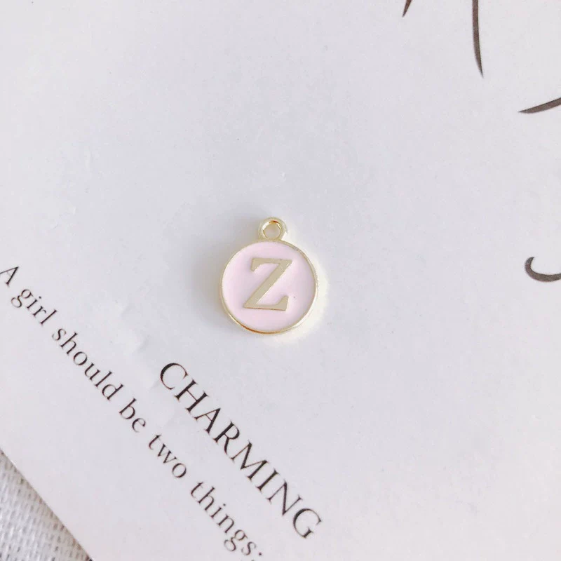 Wholesale Jewelry Accessories Alloy Dripping Oil Round English Letter Necklace Material - Image 31