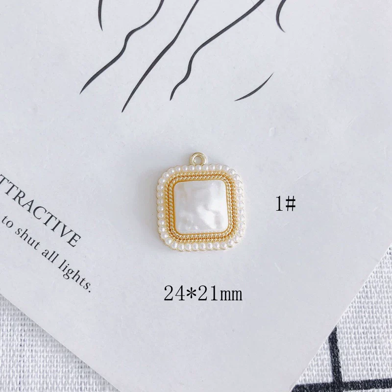 Wholesale Jewelry Accessories Alloy Geometric Shape Inlaid Pearl Electroplating Small Pendant Earrings - Image 6
