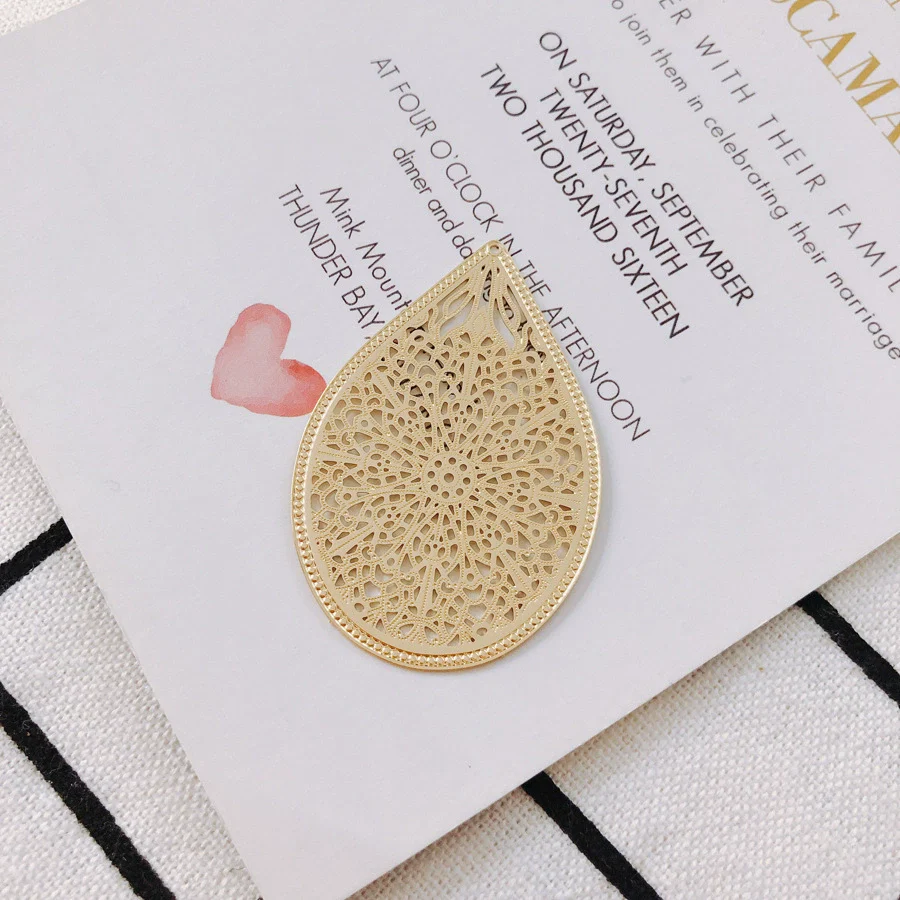Wholesale Jewelry Accessories Alloy Real Gold Hollow Water Drop Electroplated Jewelry Material For Bracelet Necklace Earrings Pendant - Image 12