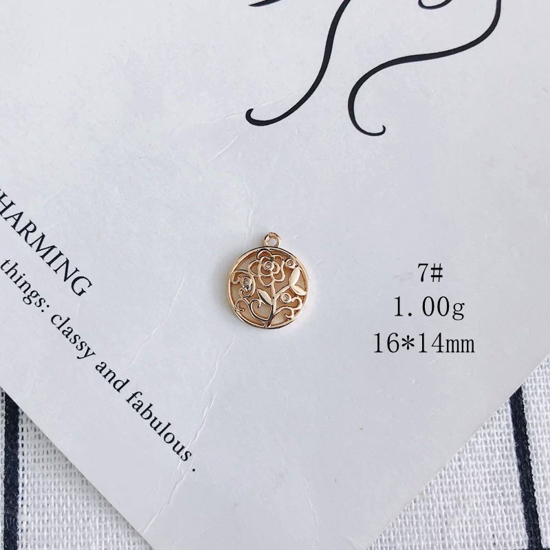 Wholesale Jewelry Accessories Copper Inlaid Zircon Moon Star Leaf Fan Pendant - Image 12