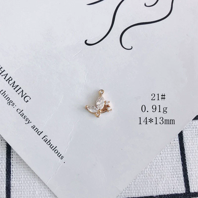 Wholesale Jewelry Accessories Copper Inlaid Zircon Moon Star Leaf Fan Pendant - Image 26