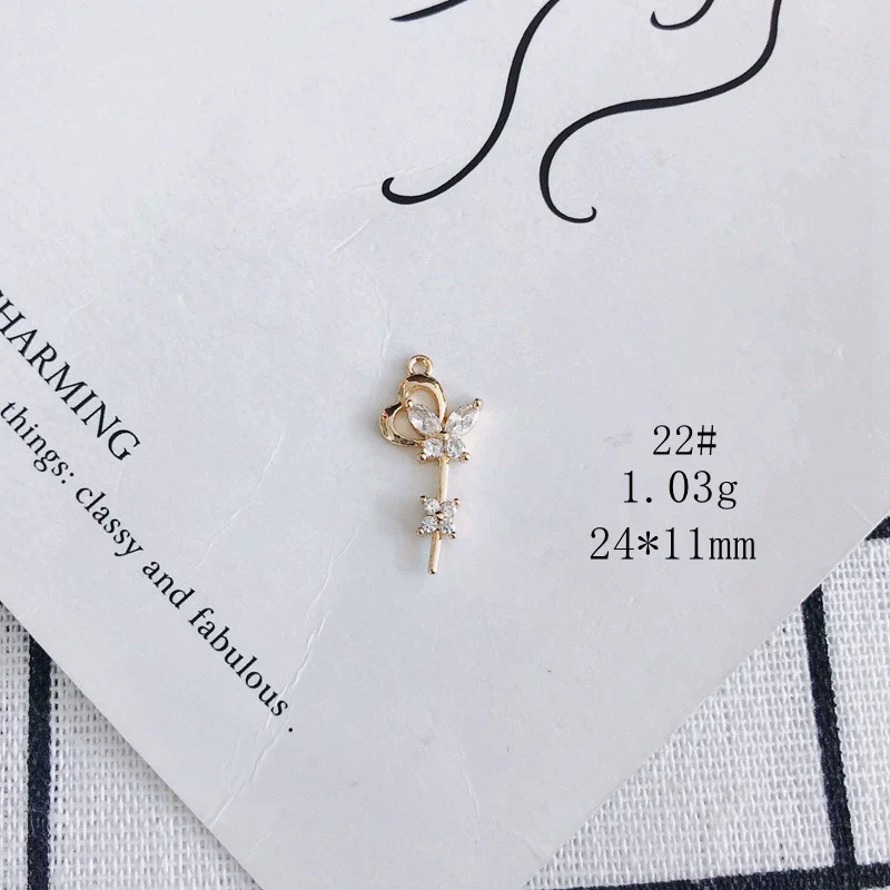 Wholesale Jewelry Accessories Copper Inlaid Zircon Moon Star Leaf Fan Pendant - Image 27