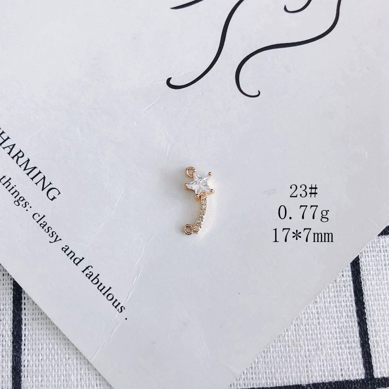 Wholesale Jewelry Accessories Copper Inlaid Zircon Moon Star Leaf Fan Pendant - Image 28