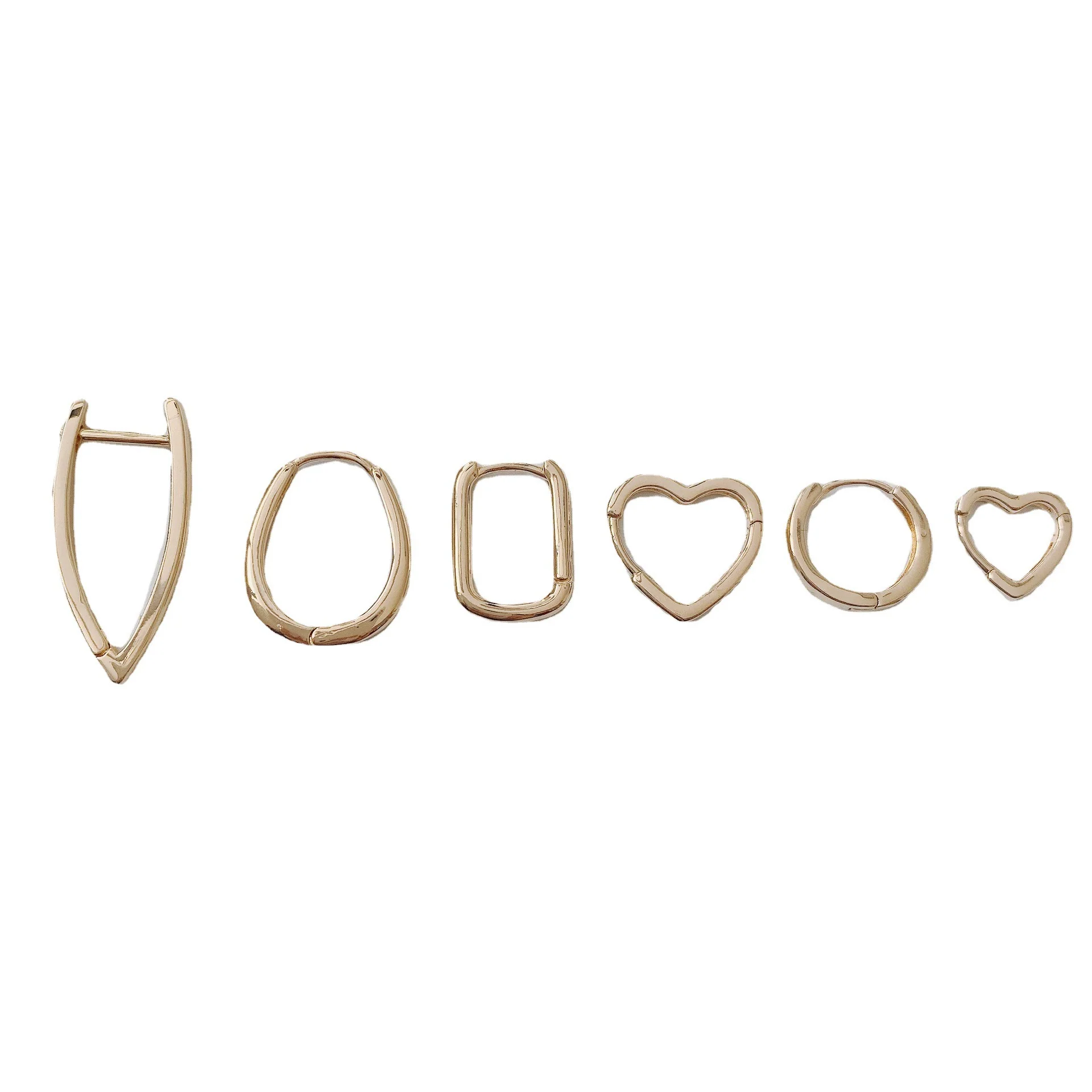 Wholesale Jewelry Accessories Copper Plated 18K Gold Inlaid Zircon Geometric Heart Square Round Earrings - Image 5