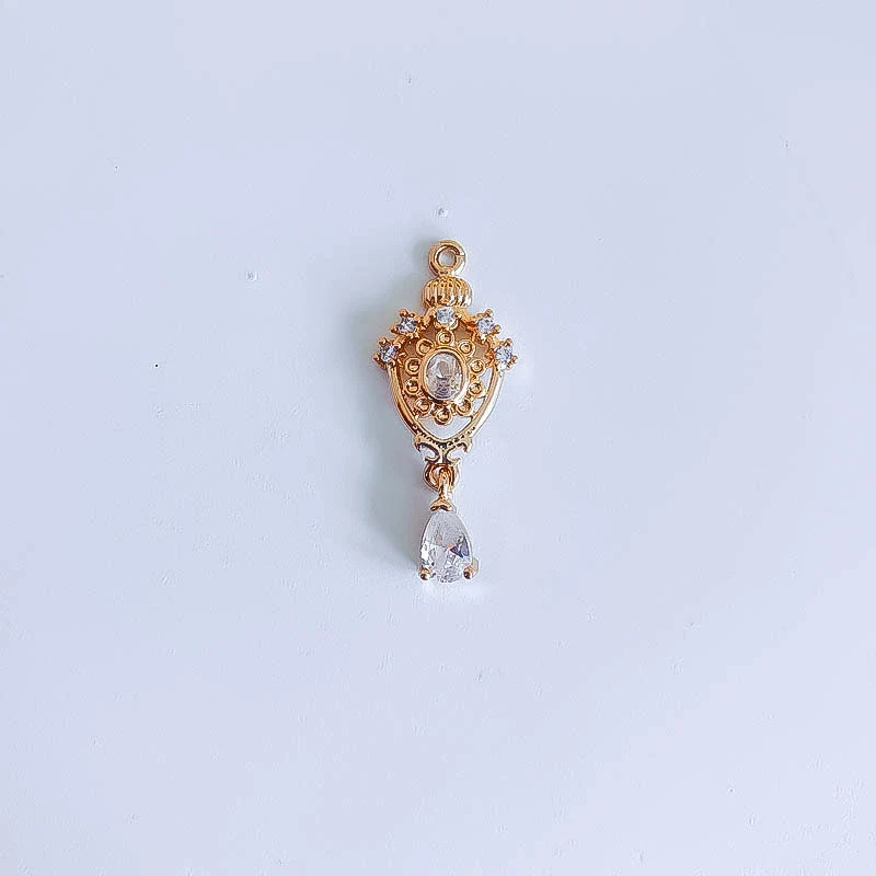 Wholesale Jewelry Accessories Copper Real Gold Plated Micro Inlaid Zircon Crown Hollow Drop Shaped Pendant - Image 11