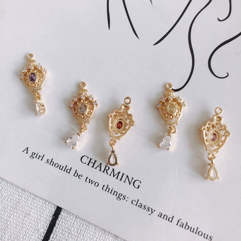 Wholesale Jewelry Accessories Copper Real Gold Plated Micro Inlaid Zircon Crown Hollow Drop Shaped Pendant - Image 3