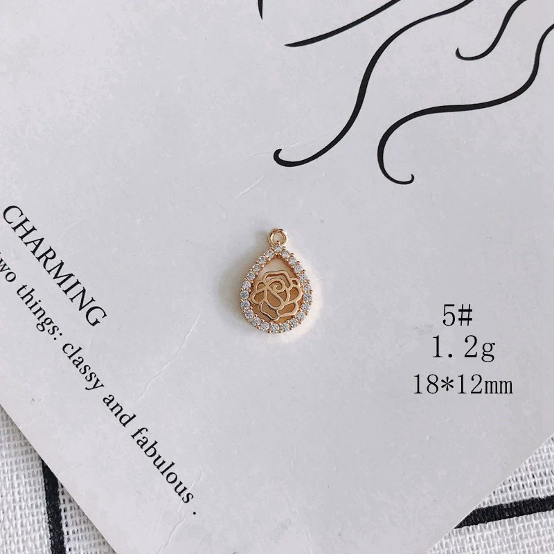 Wholesale Jewelry Accessories Copper Zircon Inlaid Star Bow Four Leaf Clover Hollow Pendant - Image 10