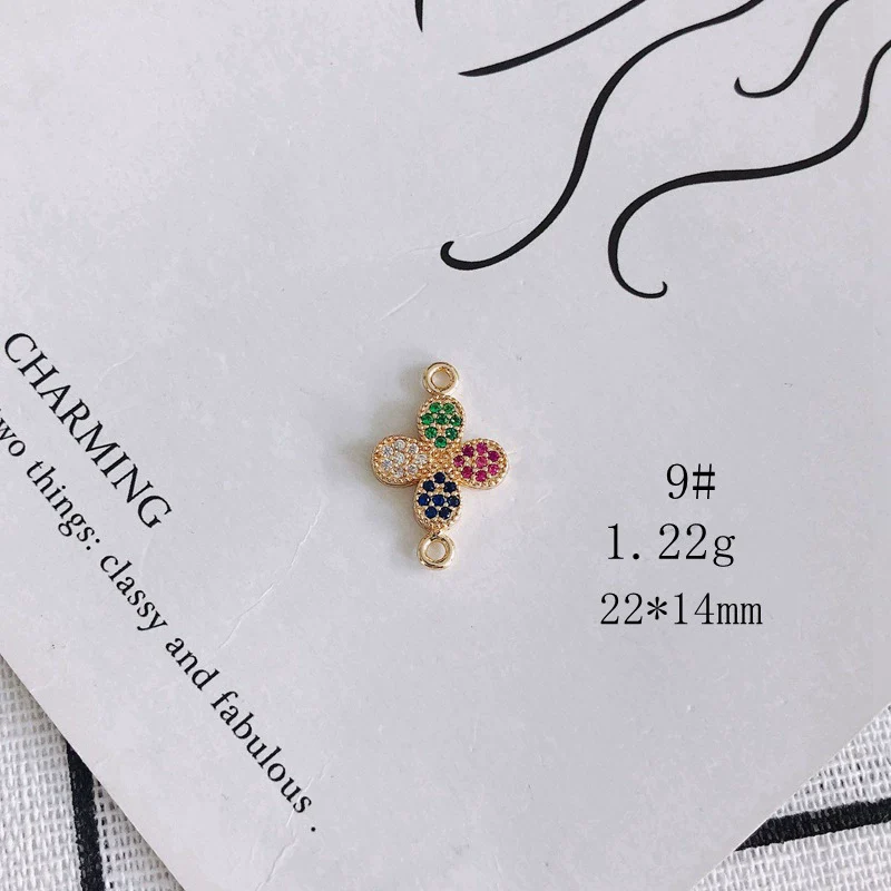 Wholesale Jewelry Accessories Copper Zircon Inlaid Star Bow Four Leaf Clover Hollow Pendant - Image 14