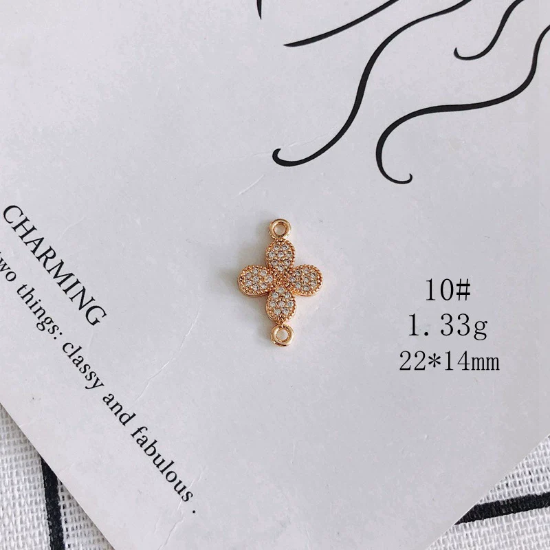 Wholesale Jewelry Accessories Copper Zircon Inlaid Star Bow Four Leaf Clover Hollow Pendant - Image 15
