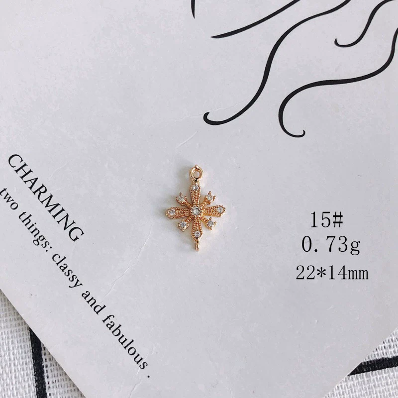Wholesale Jewelry Accessories Copper Zircon Inlaid Star Bow Four Leaf Clover Hollow Pendant - Image 20