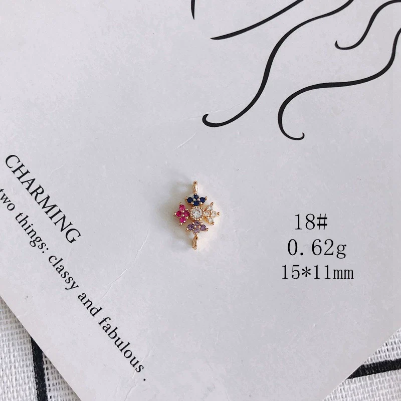 Wholesale Jewelry Accessories Copper Zircon Inlaid Star Bow Four Leaf Clover Hollow Pendant - Image 23