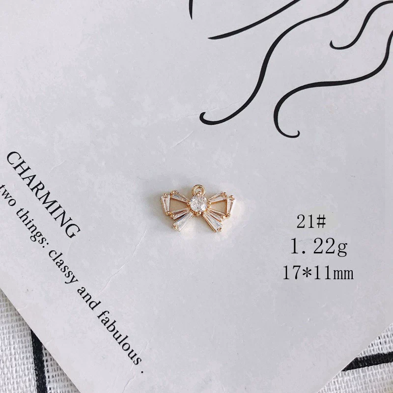 Wholesale Jewelry Accessories Copper Zircon Inlaid Star Bow Four Leaf Clover Hollow Pendant - Image 26