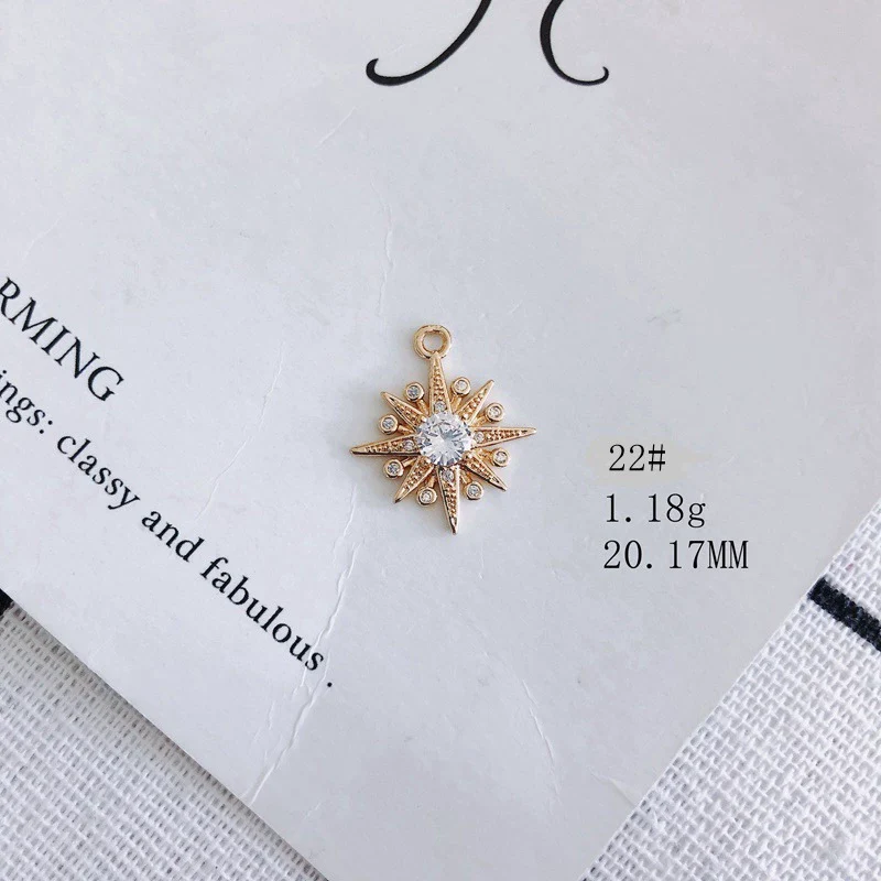 Wholesale Jewelry Accessories Copper Zircon Inlaid Star Bow Four Leaf Clover Hollow Pendant - Image 27