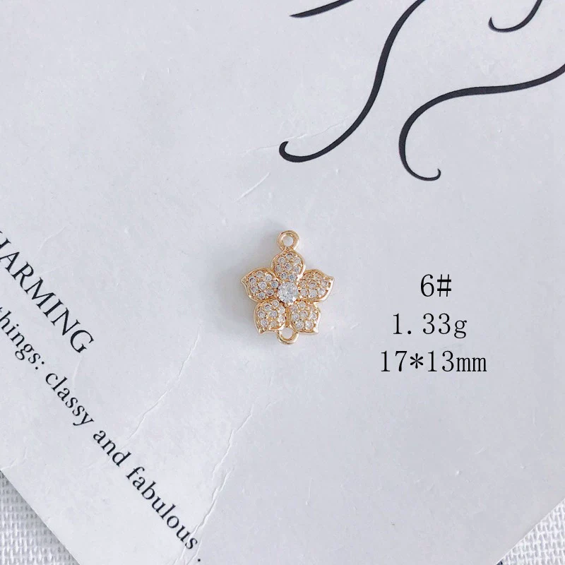 Wholesale Jewelry Accessories Copper Zircon Inlay Flower Moon Hollow Necklace Material - Image 11