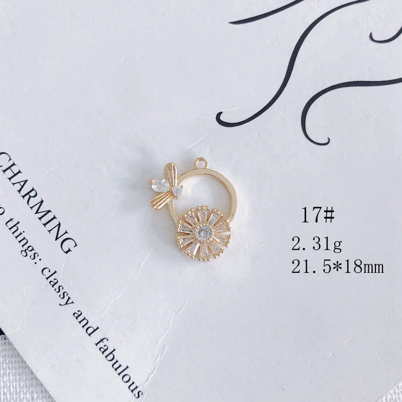 Wholesale Jewelry Accessories Copper Zircon Inlay Flower Moon Hollow Necklace Material - Image 22