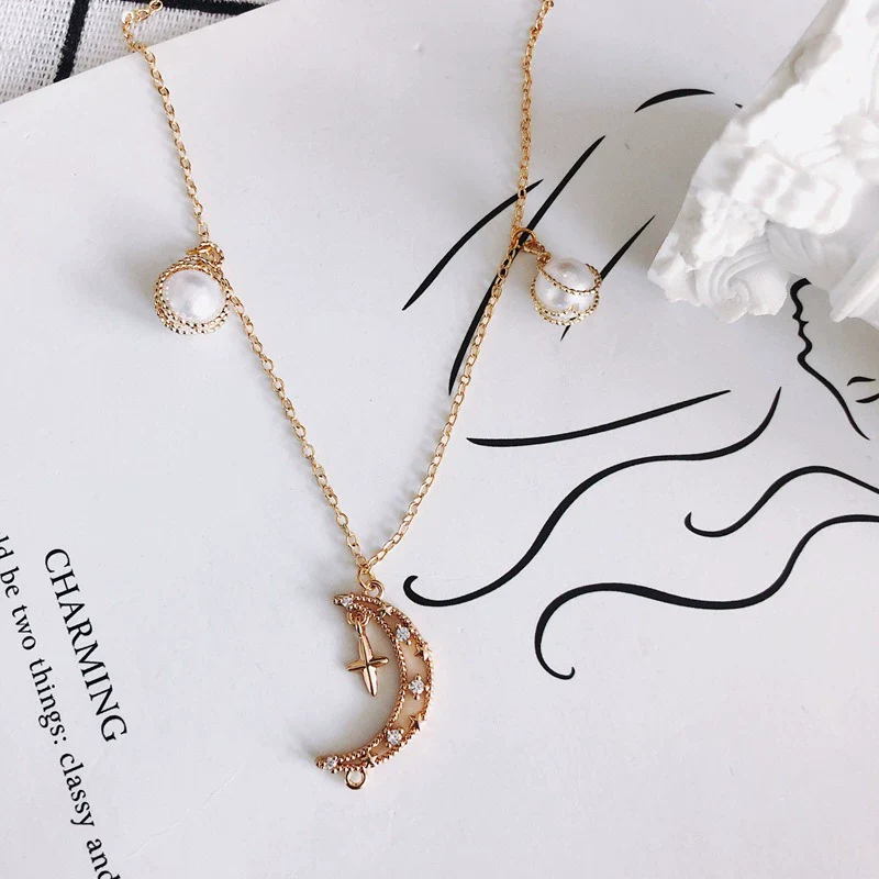 Wholesale Jewelry Accessories Copper Zircon Inlay Flower Moon Hollow Necklace Material - Image 3