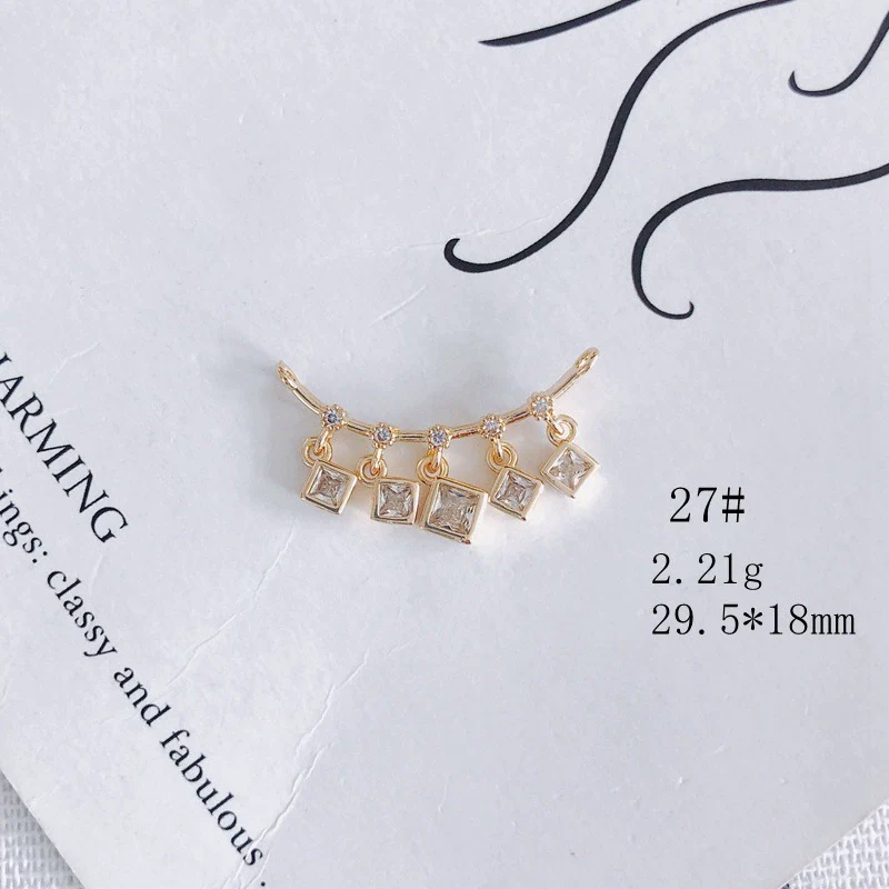 Wholesale Jewelry Accessories Copper Zircon Inlay Flower Moon Hollow Necklace Material - Image 32