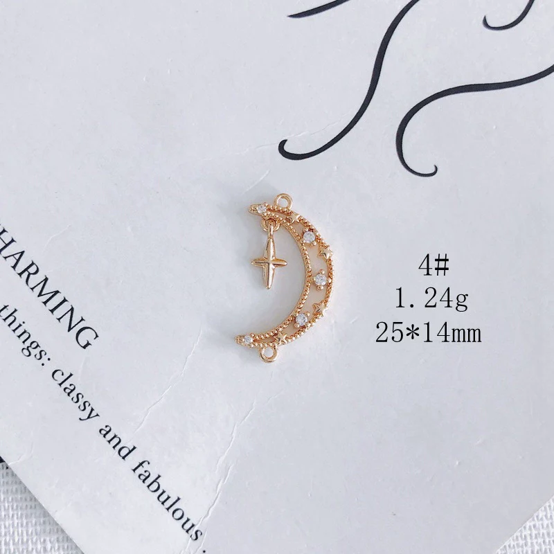 Wholesale Jewelry Accessories Copper Zircon Inlay Flower Moon Hollow Necklace Material - Image 9