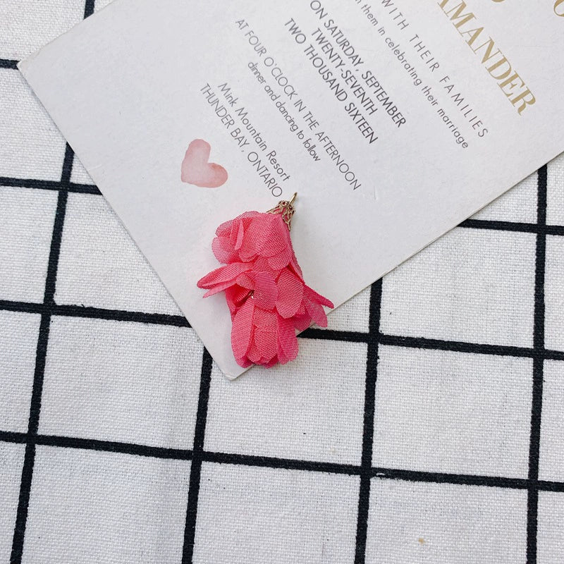 Wholesale Jewelry Accessories Fresh Tassel Small Flower Earrings Pendant Handwoven Fabric Material - Image 27