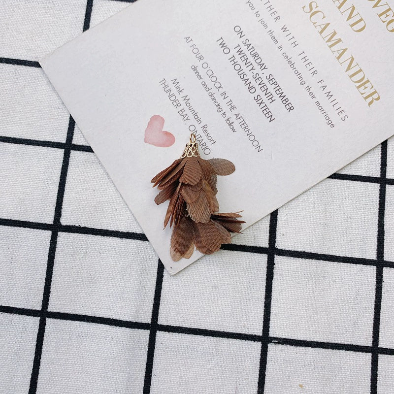 Wholesale Jewelry Accessories Fresh Tassel Small Flower Earrings Pendant Handwoven Fabric Material - Image 30