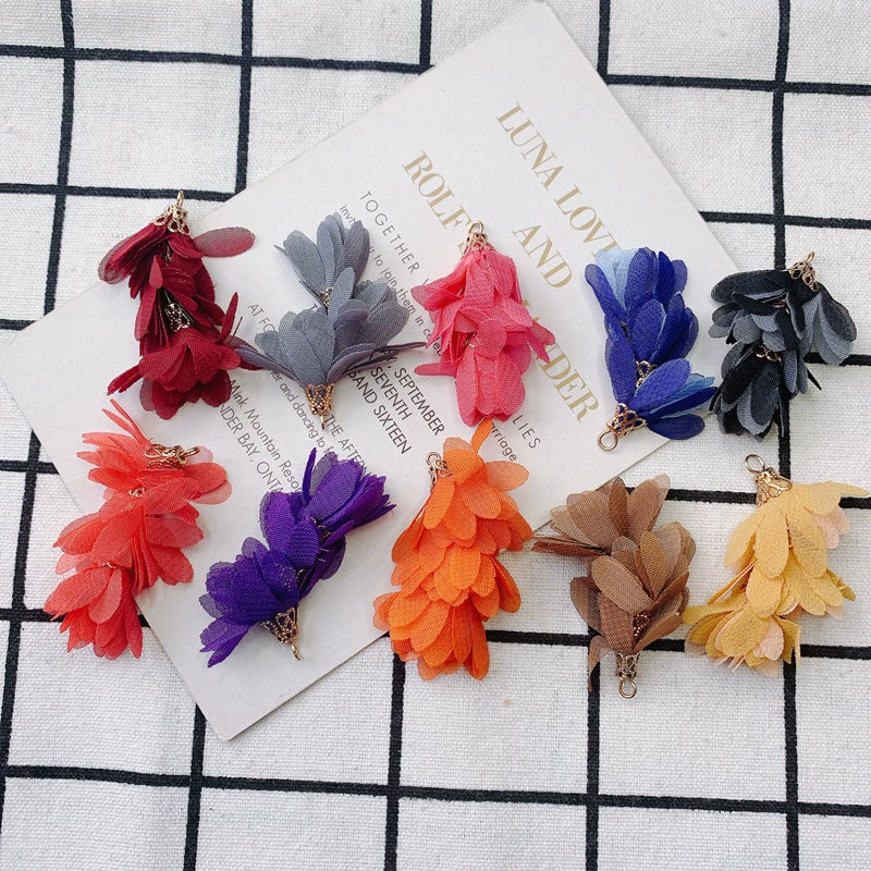 Wholesale Jewelry Accessories Fresh Tassel Small Flower Earrings Pendant Handwoven Fabric Material - Image 4