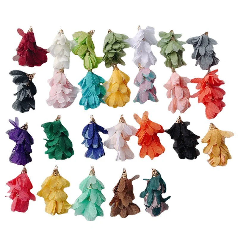 Wholesale Jewelry Accessories Fresh Tassel Small Flower Earrings Pendant Handwoven Fabric Material - Image 5